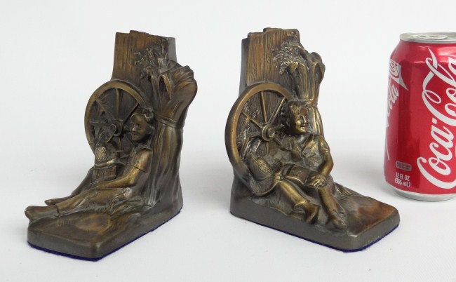 Pair vintage brass finish bookends.