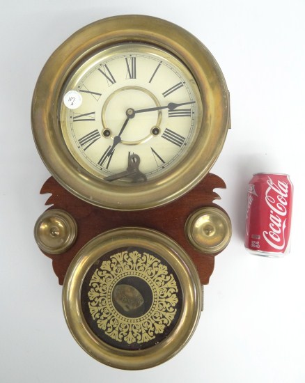 Empire style wall clock with brass decoration.19