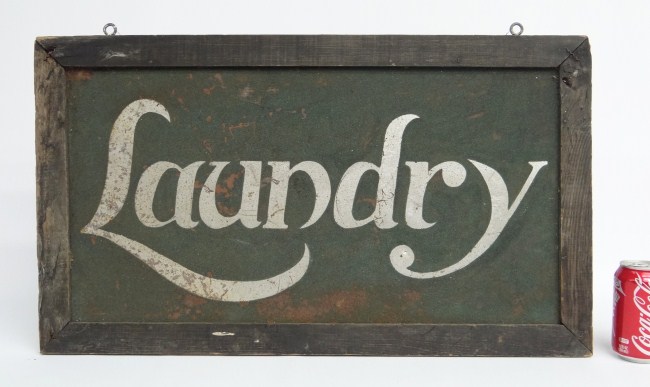 C. 1900 double sided sand painted Laundry
