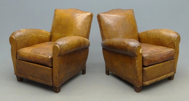 Pair leather covered Bauhaus chairs  165cc1