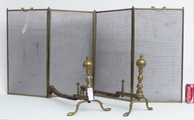 Lot including pr. 19th c. andirons (13