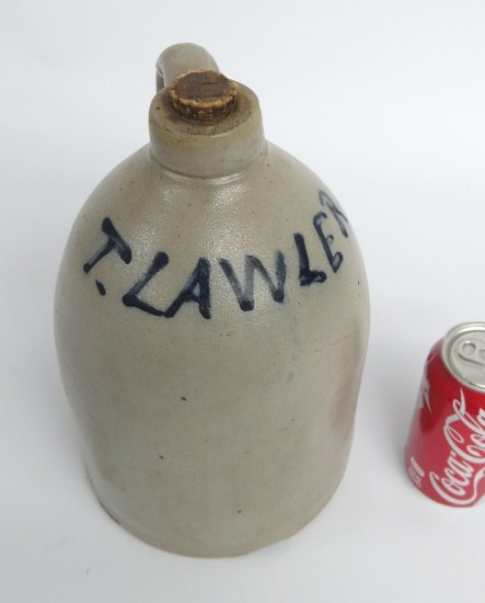 19th c. stoneware jug decorated