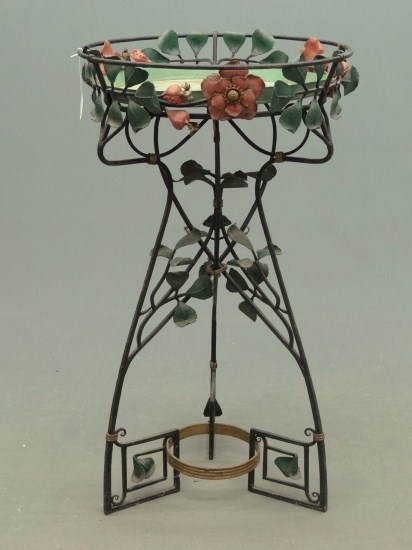Polychrome painted iron fern stand  165cf8