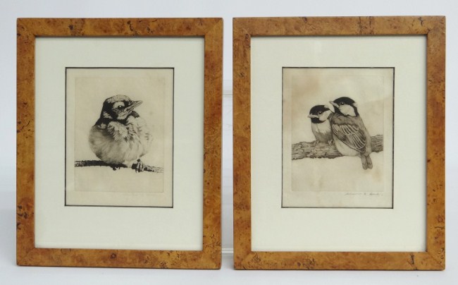 Pair bird etchings signed in pencil 165d00