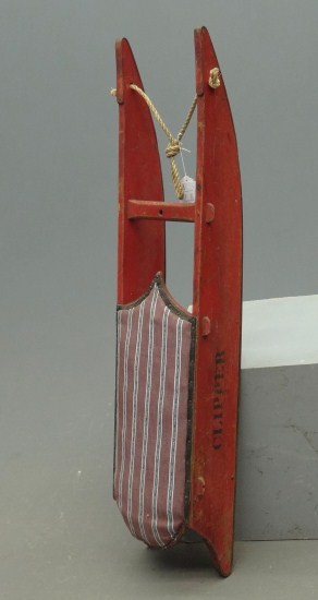Early 20th c. runner sled painted Clipper