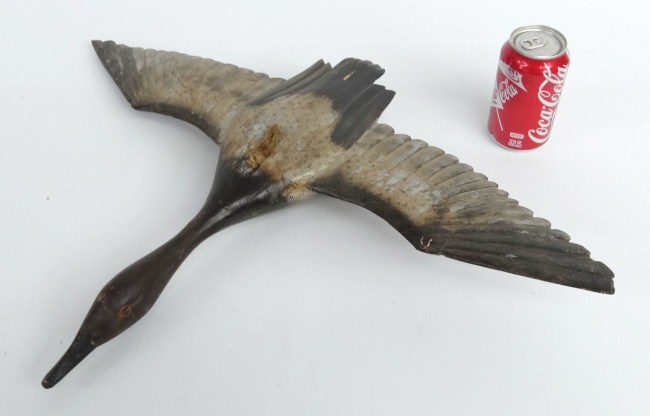 Painted wooden flying decoy. 26''