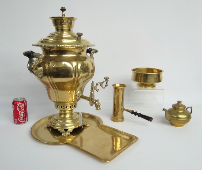 Early five piece brass Samovar set possibly