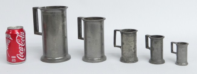 Set of five graduated 19th c. pewter