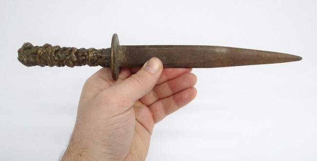 Unusual brass bronze handled dagger  165d9b