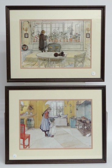 Pair 20th c. framed prints. Sight 12