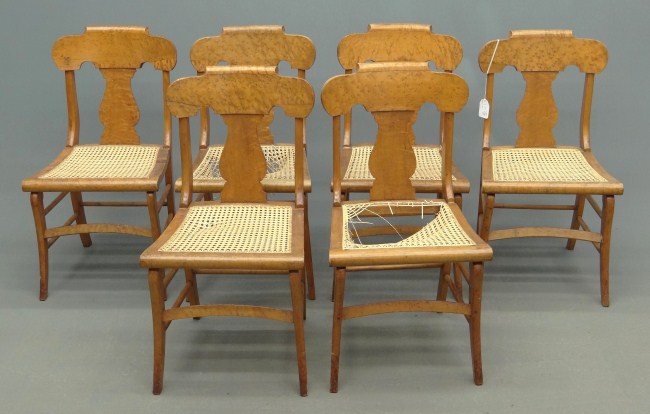 Set of six 19th c cane seat birdseye 165db0