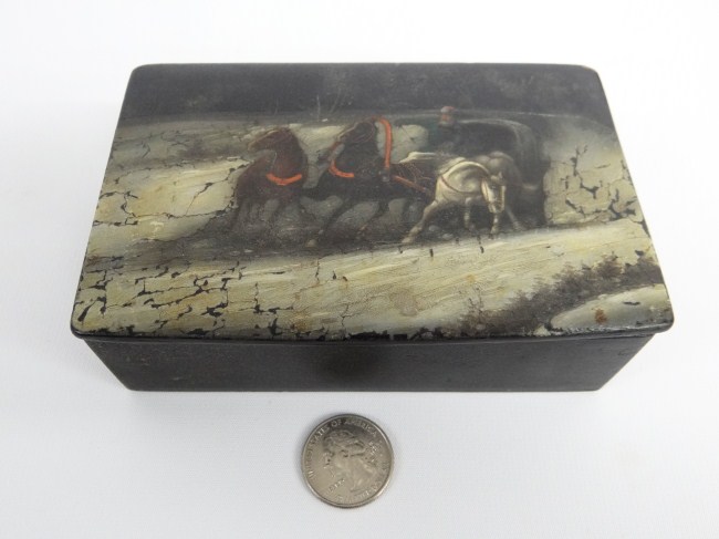 19th c. Russian papier mache box