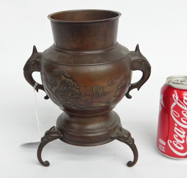 Asian bronze pot with stylized