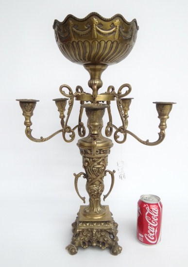 Brass candelabra with bowl top. 22