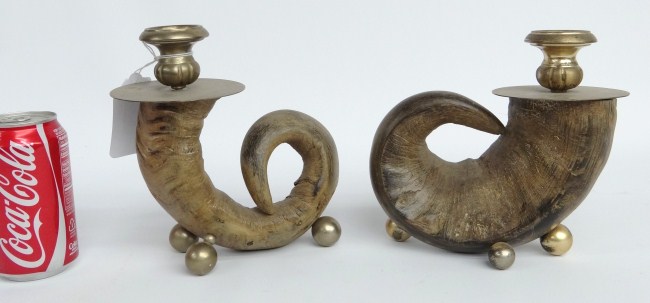 Pair horn candleholders. 8'' Length