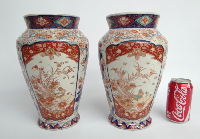 Pair Asian porcelain Imari vases  165e0b