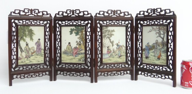 Asian wood and painted panels table