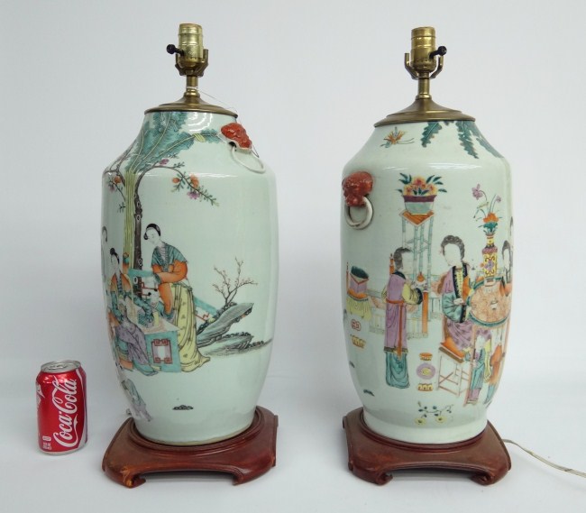 Pair Asian porcelain vase lamps  165e14