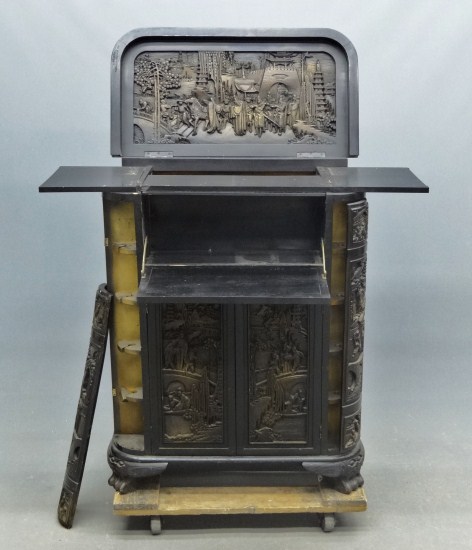 Asian carved wall cabinet 34  165e35