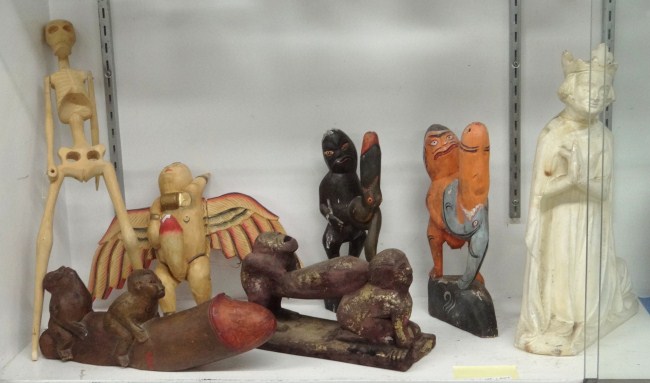 Lot misc. ethnic carvings along with