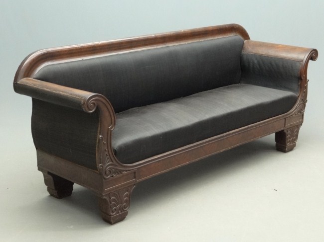 19th c. Empire mahogany carved/rolled