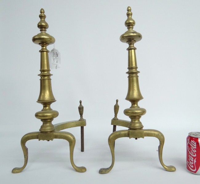 Pair brass andirons. 22 1/2'' Ht.