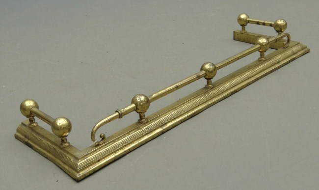19th c. brass fireplace fender. 45
