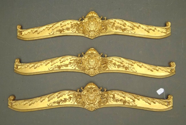 Lot three wooden gilt valances.