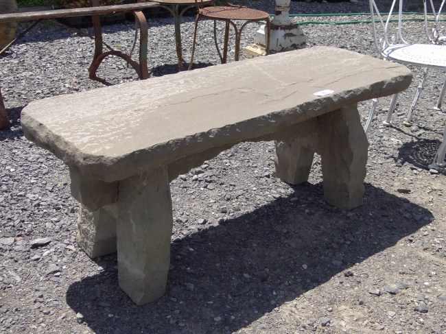 Stone garden bench. 48'' W.