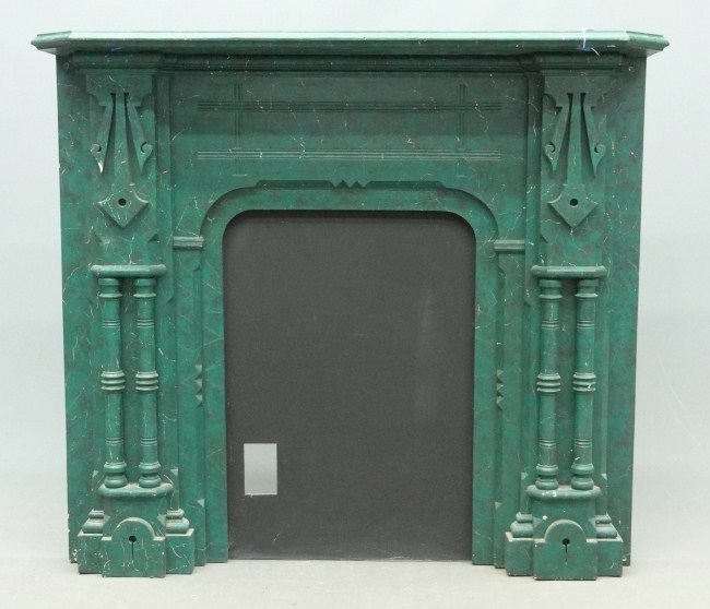 19th c fireplace mantle in green 165e9c