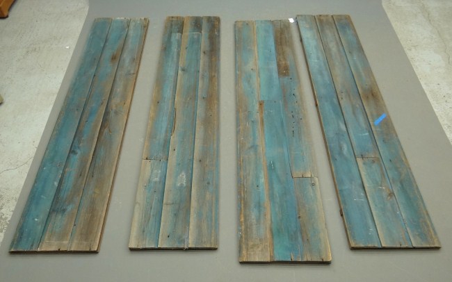 Lot four wall sections in blue paint