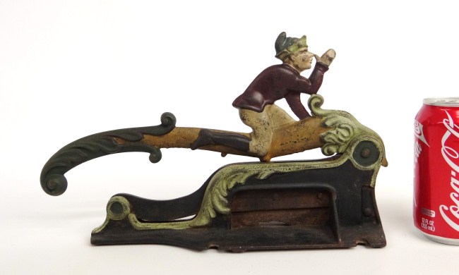 19th c. figural painted tobacco cutter.