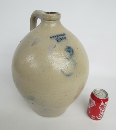 19th c ovoid stoneware jug marked 165ecf