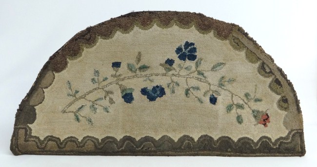 19th c. mounted demilune floral