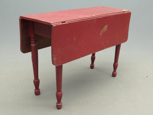 19th c dropleaf table in red paint  165eed