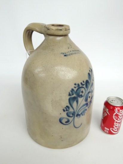 19th c. stoneware jug with floral