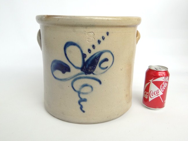 19th c. stoneware crock with abstract