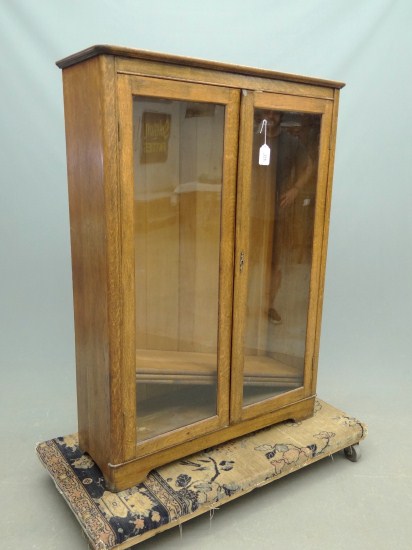 Victorian oak glass door bookcase.