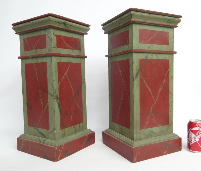 Pair 20th c. painted pedestals.