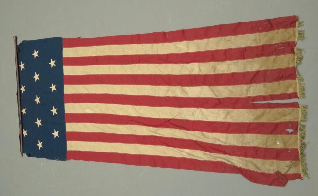 Early American flag showing 13
