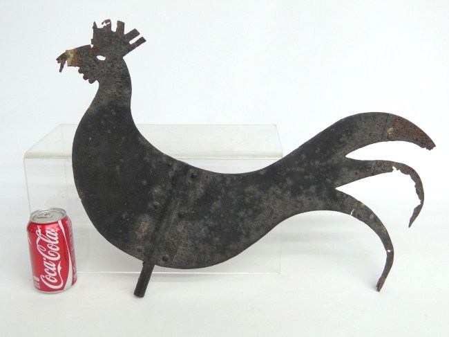 Sheet iron rooster weathervane.