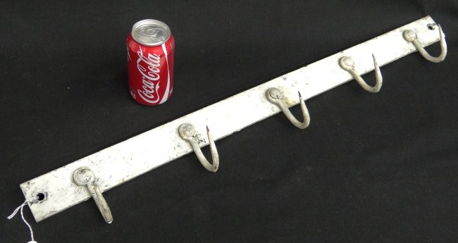 19th c iron hook rack in white 165f93