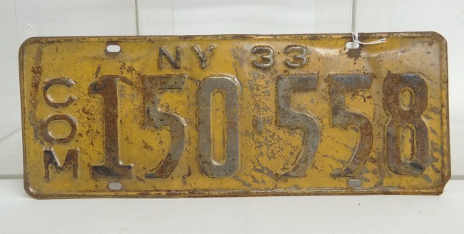 1933 NY license plate.