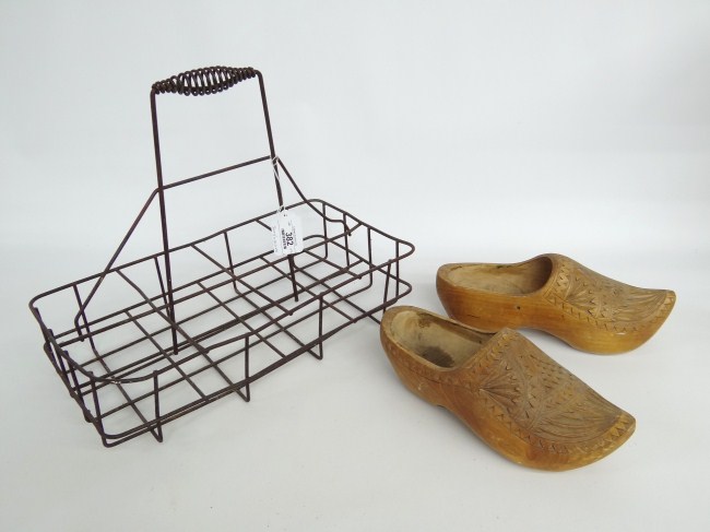 Lot including wooden clogs and