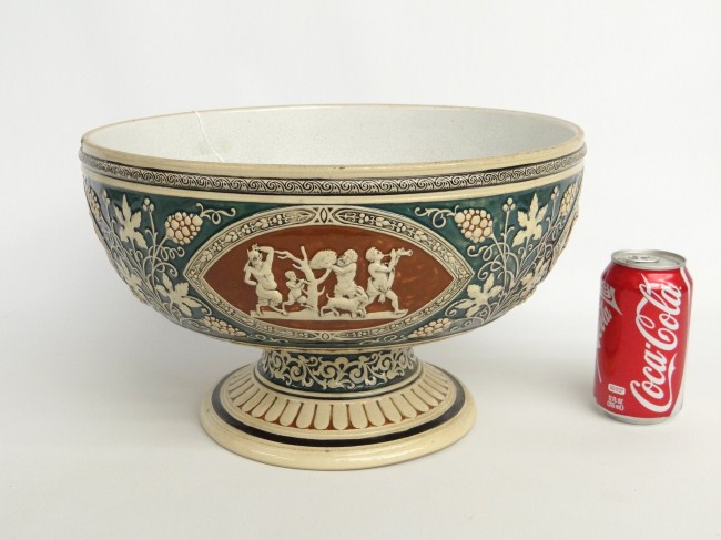 19th c. punch bowl with classical scenes.