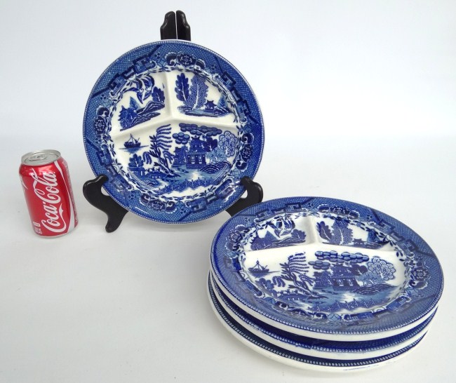 Set of four early 20th c. blue willow