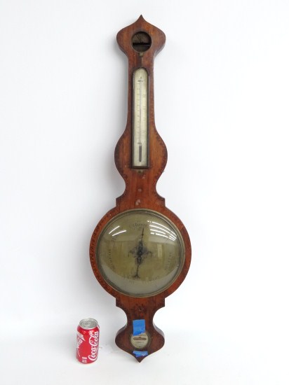 19th c. inlaid barometer. As found.