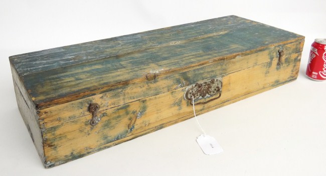 19th c. box in old worn blue paint.