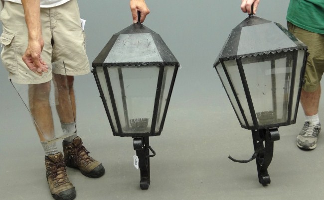 Pair outdoor lanterns. 36'' Ht.