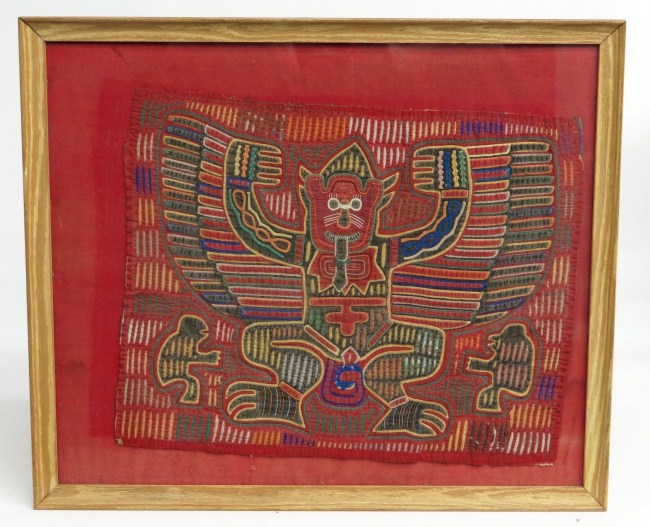 Ethnic framed mola textile. Sight